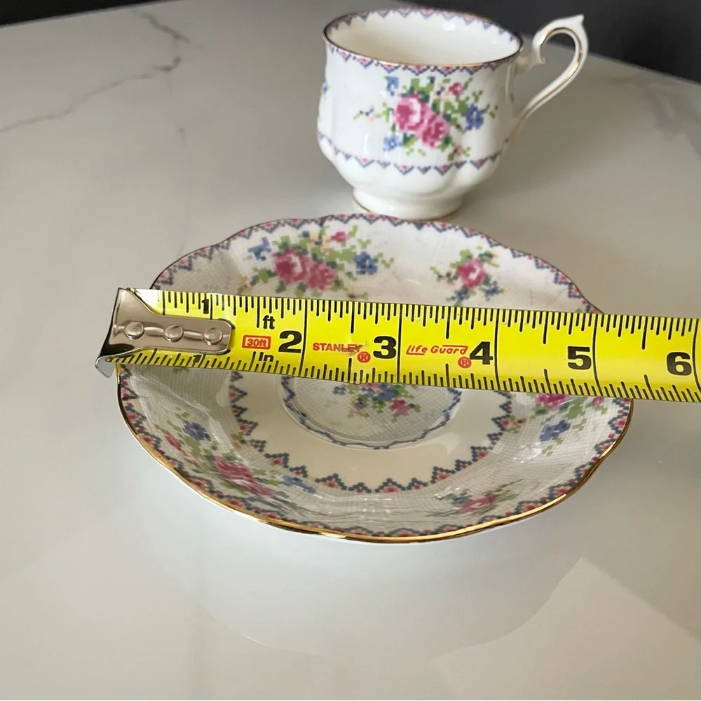 Petit Point Cup & Saucer by Royal Albert